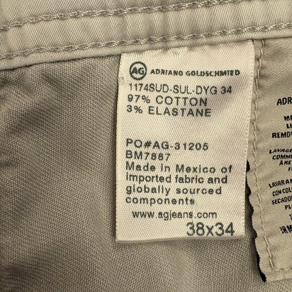 AG Adriano Goldschmied Men's Ivory Jeans 38 x 25 Shortened Hemmed (38x34) EUC - Picture 16 of 16